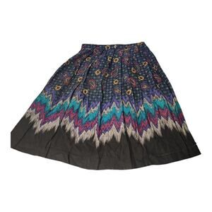 Vintage Koret Petite 4 Paisley Chevron Skirt Boho Southwestern Full Midi Skirt